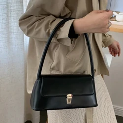 Håndtagstaske Kvinder Retro Håndtaske PU Læder Skuldertaske Underarm Vintage Top Håndtag Taske Kvinde Små Tasker Dag Clutch