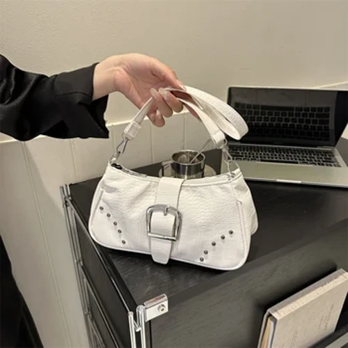Sac à bandoulière en cuir PU pour femmes, sacs à main à Rivets Y2K Punk mode été Simple décontracté motif Alligator, sac à aisselles féminin
