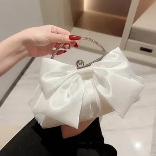 Nā ʻeke ahiahi ʻeleʻele Satin Bow Fairy ʻeke ʻeke lima lima lima no nā wahine i ka pāʻina mare ʻana i nā ʻeke ʻeke ʻeke ʻeke poʻohiwi.