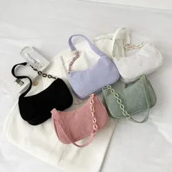Mode Vintage Poschen Fraen Hierscht Wanter Corduroy Ënneraarm Sak Zipper Schëller Kleng Poschen Weiblech Soft Casual Clutch Handtasche