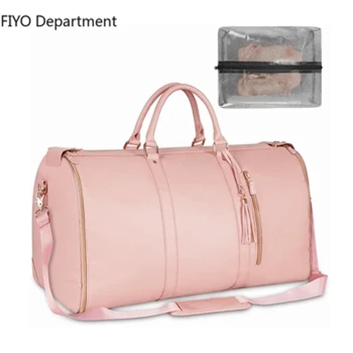 Custom Letters Carrry On PU Leather Garment Bag For Women Large Size Pu Foldable Duffle Suit Bag For Travel