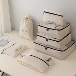 7Pcs/Set Bagiau Teithio Cynhwysedd Mawr Newydd Trefnydd Storio Cês Pacio ar gyfer Dillad Cludadwy Dillad Isaf Bag Teithio Cosmetig