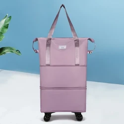 Túi Xe Đẩy Gấp Gọn Có Bánh Xe Hành Lý Túi Cán Dung Tích Lớn Tách Khô-Ướt Túi Đi Công Tác Unisex