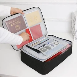 Document Bag Malaking Kapasidad Double-layer Tie Polyester Multifunctional Storage Bag Passport Family Travel Document Bag