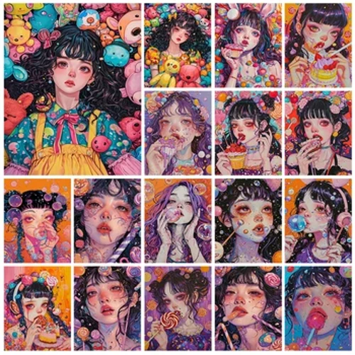 Ritszak 5D DIY cartoon diamant schilderij kit cartoon cool meisje sticker diamant borduurwerk kruissteek kunst kindercadeau