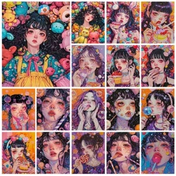 Zipper Sak 5D DIY Cartoon Diamant Molerei Kit Cartoon Cool Meedchen Sticker Diamant Broderie Kräiz Stitch Konscht Kanner Kaddo