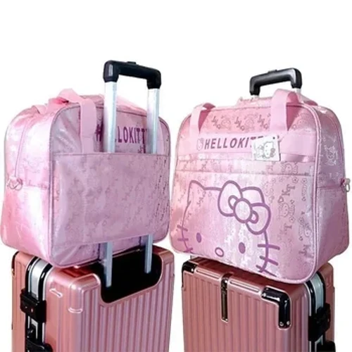 Reesbeutel Cute Hello Kitty Kaz Messenger Gepäckbeutel Reesbeutel Cartoon portable Schëllerbeutel Mumiebeutel fir Fraen Grouss Gréisst