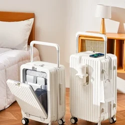 20 "22" 24" 26 colių kelioninis lagaminas Daugiafunkcis priekinis atviro dangčio vežimėlio dėklas su puodelio laikikliu įlaipinimo dėže, riedančiu lagaminu