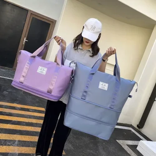 Borsa da viaggio di grande capacità di espansione a doppio strato Borsa da viaggio da donna Borsa da viaggio asciutta e bagnata Borsa da viaggio femminile Borse a tracolla