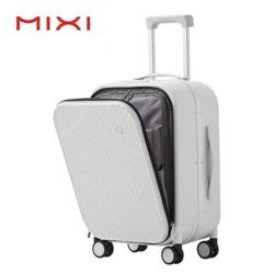 Mixi 2023 Valisă de transport Buzunar frontal pentru laptop Cadru de aluminiu Călătorie Bărbați Bagaje Femei PC TSA Lock Troler Case 18'' 20''