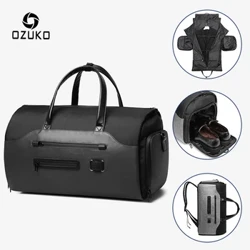 OZUKO Multifunction Dynion siwt Storio Bag Teithio Gallu mawr Bagiau Bag llaw Gwryw dal dŵr teithio Duffel Bag Esgidiau Poced