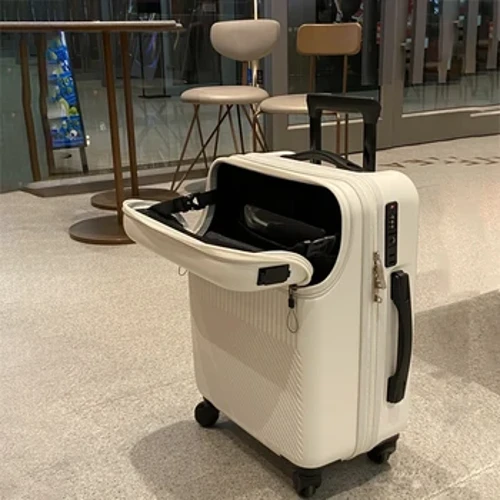 Ny frontåpning ombordstigningskoffert menn kvinner 20/24/26 tommer lett vogn reisebagasje mote USB-ladebagasje