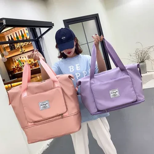 Klappbar Grouss Kapazitéit Späichere Klappbeutel Reesbeutel Tote Carry On Gepäck Handtasche Waasserdicht Duffel Fraen Schëllerbeutel