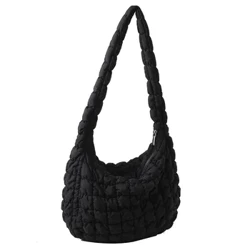 Túi Họa Tiết Lưới Dung Tích Lớn Túi Đệm Bông Thời Trang Đơn Giản Nylon Chần Gòn Thanh Lịch Cho Kỳ Nghỉ Cuối Tuần