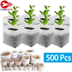 100-500Pcs Biodegradable Nursery ʻeke mea kanu ulu ʻeke ʻaʻole i ulana ʻia i nā ʻanoano no ka lūlū ʻana i nā ipu pua no ka home kīhāpai mea pono.