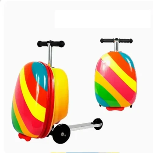 I-Foldable Ride On Scooter Suitcase yezingane Izingane Ezihamba Nge-Trolley Rolling umthwalo Ipotimende labafana I-Carry-On Luggage Suitcase
