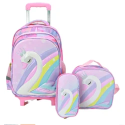 Sac à dos roulant d'école sacs de chariot d'école pour les filles et les garçons enfants bagages roulants d'école sac à dos à roulettes d'école pour les filles