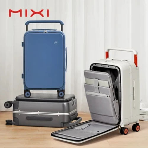 Mixi 2023 Hoʻolālā Hou Paʻa Paʻa Paʻa Paʻa Kāne e halihali ana i nā ʻeke wahine huakaʻi Trolley Case 20 ʻīniha PC Aluminum Frame M9275
