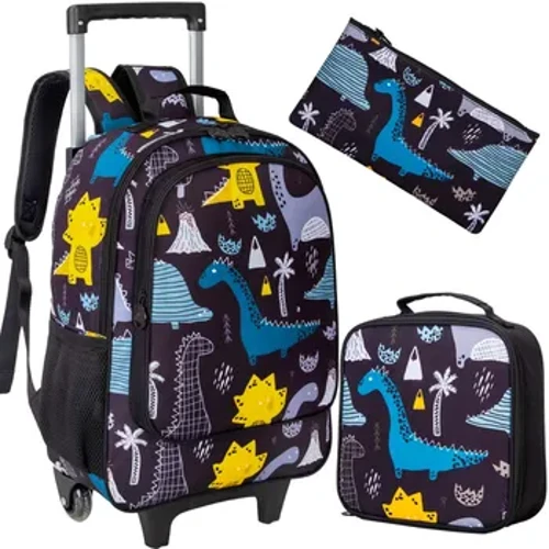 3PCS Rolling Backpack para sa Mga Lalaki, Kids Dinosaur Wheeled Bookbag