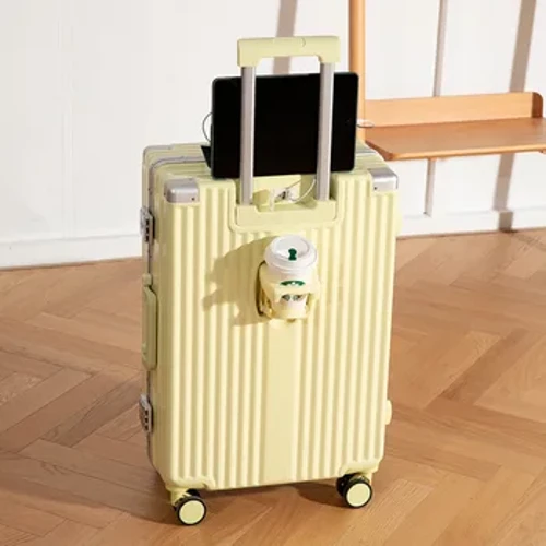 ʻO nā ʻeke pahu pahu alumini multifunctional me ka pahu kīʻaha USB paʻa trolley pahu wahine 20 iniha ʻeke ʻeke.