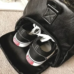 Bagong Large Capacity Travel Duffel Bag Pu Leather Handbag Business Trip Carry-on Luggage Bag Panlalaking Pambabaeng Sports Fitness
