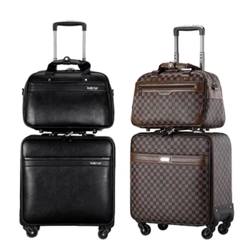 Mới Chất Lượng Cao 16 Inch PU Và Vải Oxford Kinh Doanh Đa Năng Bánh Xe Du Lịch Nội Trú Cao Cấp Du Lịch Hành Lý Hộp Xe Đẩy