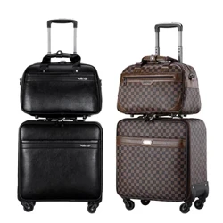 Mới Chất Lượng Cao 16 Inch PU Và Vải Oxford Kinh Doanh Đa Năng Bánh Xe Du Lịch Nội Trú Cao Cấp Du Lịch Hành Lý Hộp Xe Đẩy
