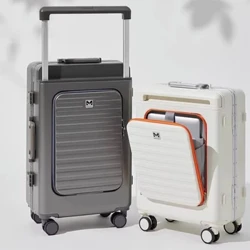Bred vagn resväska Herr Business Dragkedja Aluminiumram Bakre öppning 20 tums handbagage TSA kombinationslås för kvinnor