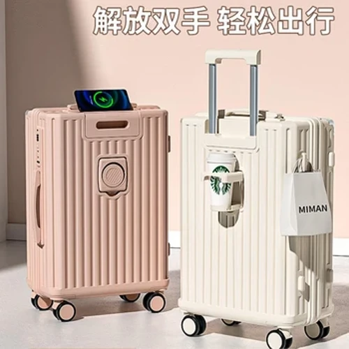 Bagagem feminina 2024, nova mala com haste de puxar, grande capacidade, 20 ", pequena mala de viagem com senha e roda universal silenciosa