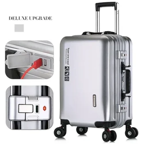 Luggage USB Charging Aluminum Frame Suitcase na 20 "Large Capacity Travel Bag 28" Universal Wheel Lightweight Password Trolley Bag