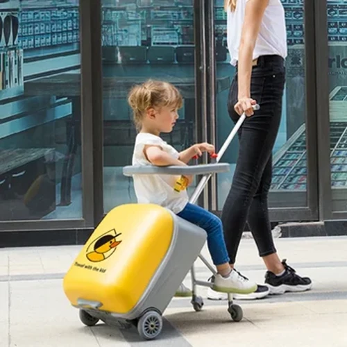 Sit-down Trolley Suitcase ng Cycling Trolley Case para sa Unisex Carry-on na Multifunctional na maleta ng Bata