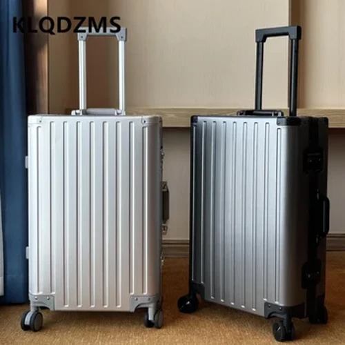 KLQDZMS çemodany 20 "Erkekleriň iş oturylyşy 24" 26 "28 inç Alýumin magniý garyndysy trolleý kassasy Syýahat goşlary