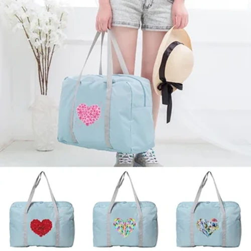 Túi Hành Lý Mang Theo Túi Du Lịch Tổ Chức Duffle Túi Cuối Tuần Tình Yêu In Hình Phụ Kiện Du Lịch Có Thể Gập Lại May Bảo Quản Túi Xách