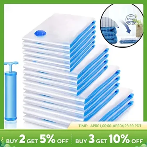 7/8PCS Vacuum Storage Bag Para sa Damit, Bedding, Space Saving Bags Storage Vacuum Seal Packet, Folding Compressed Organizer Bag