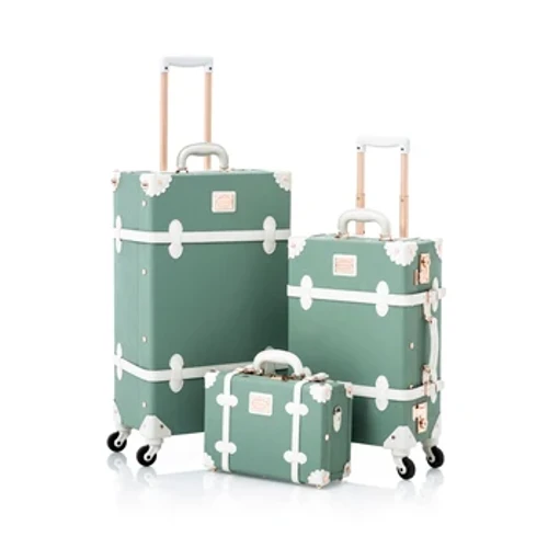 COTRUNKAGE Vintage Bagaj Seti 3 Parça TSA Kilit Çiçek Sevimli Girly Carry-on Bavul Dönücü Tekerlekler ile Kadınlar için, Kabartmalı Nane