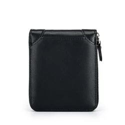 Waled Zipper Lledr PU Bach ar gyfer Dynion gyda Deiliad Cerdyn Moethus Pocket Coin Brand Ansawdd Uchel