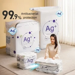 Antibakteriella vakuumpåsar Inget behov Pump Stor plastpåse Förvaring av kläder Filt Kompressionspåse Resetillbehör