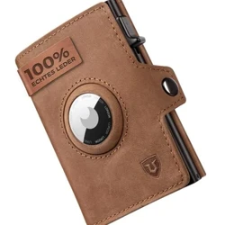 ʻO ka ʻeke ʻili maoli me ka ʻeke kālā Airtag Wallet RFID Blocker Wallet no nā kāne