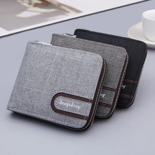 Canvas Rits Korte Heren Portemonnee Met Broekzak Clutch Portemonnee Tas Voor Mannelijke Geld Portemonnee Denim Kaarthouder