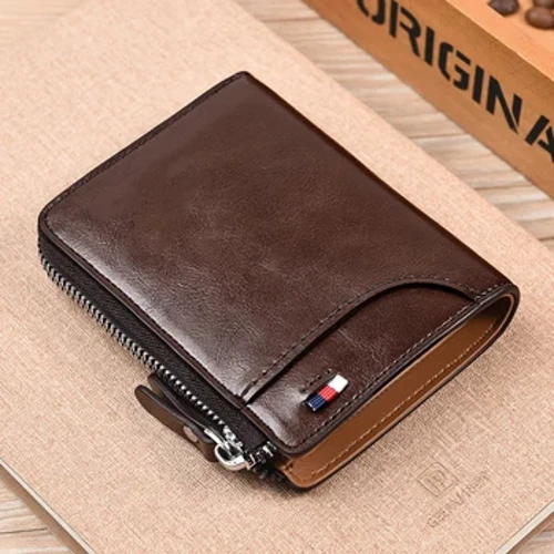 Erkek gapjyk deri wizit kartoçkasy Zipper gapjyk Erkekler üçin lýuks gapjyklar RFID goragy Karteira Masculina lýuks