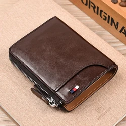 Erkek gapjyk deri wizit kartoçkasy Zipper gapjyk Erkekler üçin lýuks gapjyklar RFID goragy Karteira Masculina lýuks