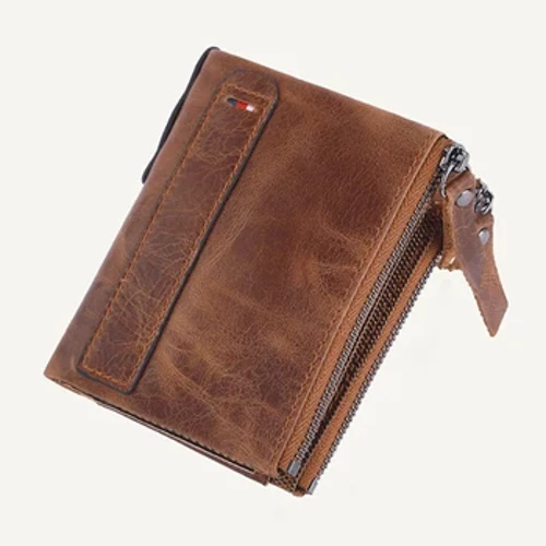 Lalaking Genuine Leather Wallet Luxury Designer Men Purse Card Holder Maikling Wallets na may Zipper Pocket Regalo ng Pera na Bag ng Lalaki