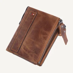 Man lederen portemonnee luxe designer heren portemonnee kaarthouder korte portefeuilles met ritsvak heren geldzak cadeau