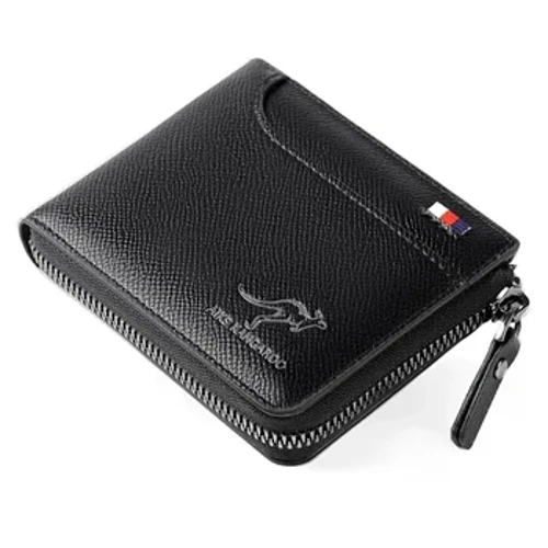 Sang trọng Thiết Kế Ví dành cho Nam Da PU Thẻ Tín Dụng RFID Ví Ví Nam Ví Ngắn Di Động Dây Kéo Gấp Billfold