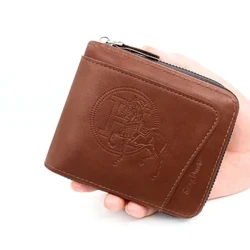 Desain Dompet Top Pria Dompet Kulit Lembut karo Slot Kartu sing Bisa Dicopot Multifungsi Dompet Pria Zipper Dompet Kopling Pria 2024 Anyar