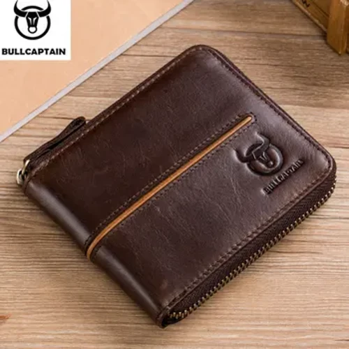 I-bullcaptain retro RFID uziphu ene-compartment wallet yamadoda I-RFID ephethe ikhadi lesikweletu le-anti-theft lesikhumba mini isikhwama semali samadoda