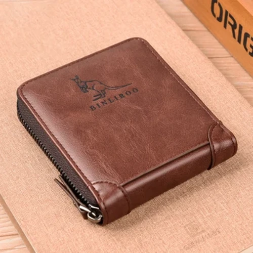 Waled Lledr Dilys ar gyfer Dynion Deiliad Cerdyn Zipper RFID Pwrs Dylunydd Moethus Cludadwy Waledi Dynion Deiliad Cerdyn Byr Gwryw