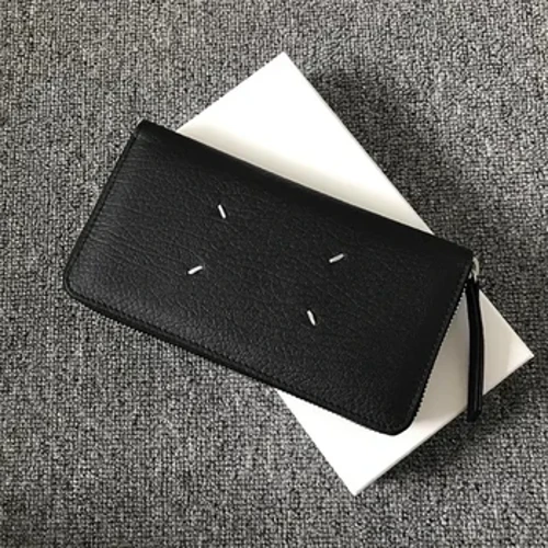 Cartera de piel de vaca con cremallera larga
