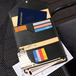 Seyahat Cüzdanı RFID Pasaport Kredi Kartı Tutucu Çok fonksiyonlu Kimlik/Nakit/Aile Pasaport Seti Pasaport Klipsi Erkekler ve Kadınlar için