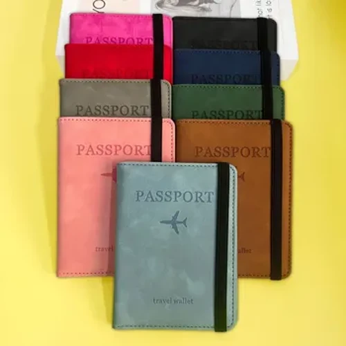 Travelwallet Pu Leather RFid Passport Wallet Multi-functional na Document Holder Card Slot Ticket Clip